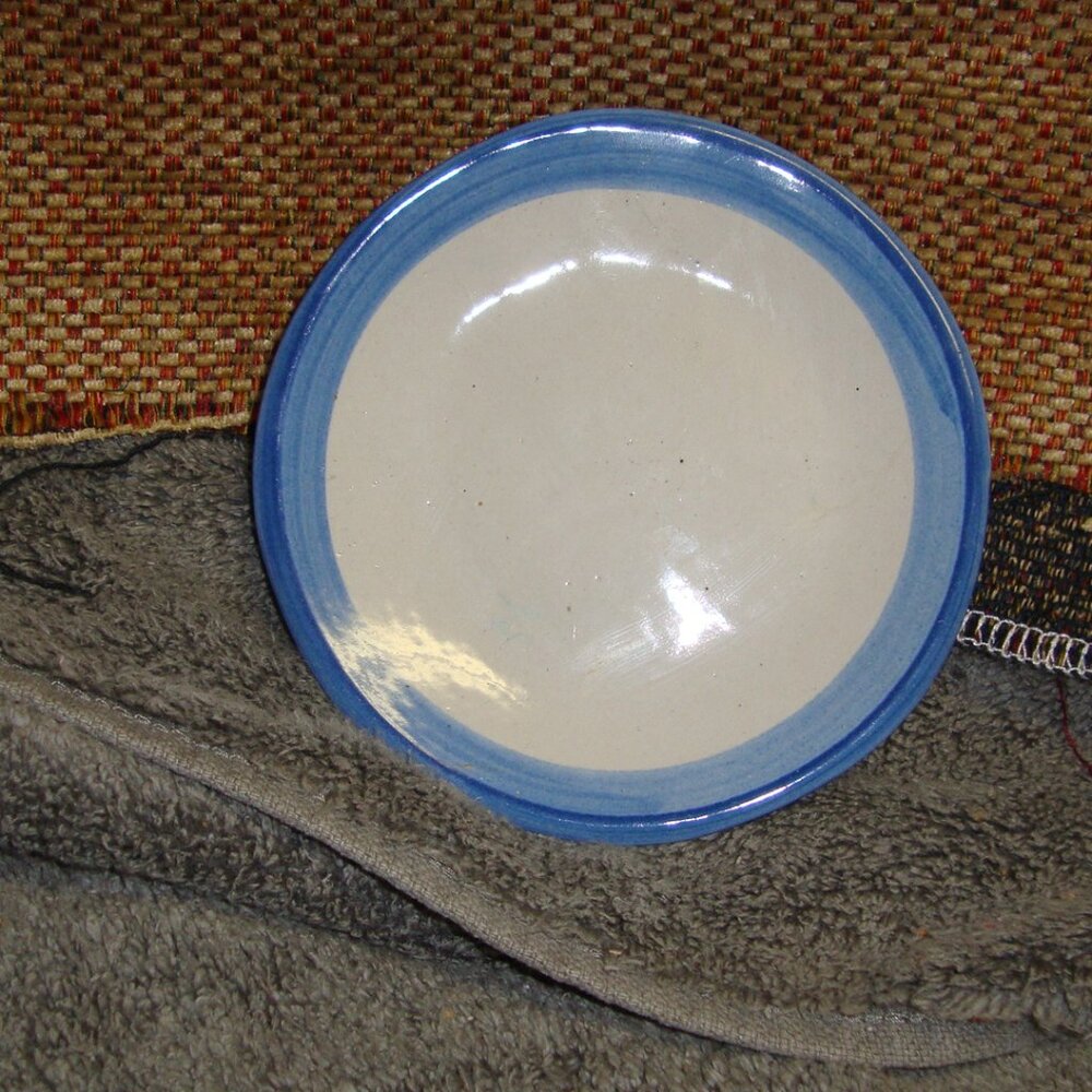 M A Hadley Pottery Stoneware Very Small Blue Plate 4.25 inch